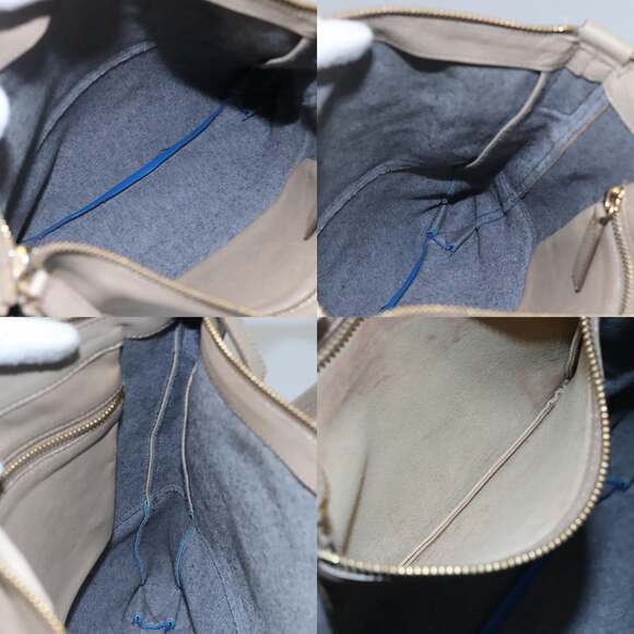 CELINE Shoulder Bag Leather Beige Gold Blue - Picture 12 of 13